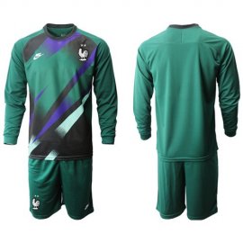 France Blank Green Goalkeeper Long Sleeves Soccer Country Jersey