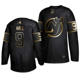 Adidas New Jersey Devils #9 Taylor Hall Mens 2019 Black Golden Edition Authentic Stitched NHL Jersey