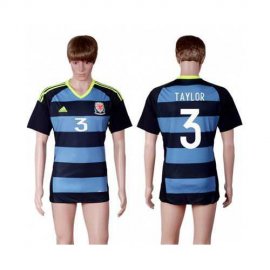 Wales #3 Taylor Away Soccer Country Jersey