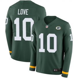 Nike Green Bay Packers #10 Jordan Love Green Team Color Mens Stitched NFL Limited Therma Long Sleeve Jersey