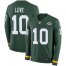 Nike Green Bay Packers #10 Jordan Love Green Team Color Mens Stitched NFL Limited Therma Long Sleeve Jersey