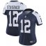 Nike Dallas Cowboys #12 Roger Staubach Navy Blue Thanksgiving Womens Stitched NFL Vapor Untouchable Limited Throwback Jersey