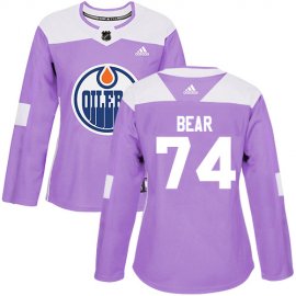 Adidas Edmonton Oilers #74 Ethan Bear Purple Authentic Fights Cancer Womens Stitched NHL Jersey
