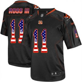 Nike Cincinnati Bengals #11 John Ross III Black Mens Stitched NFL Elite USA Flag Fashion Jersey