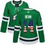 Adidas Dallas Stars #14 Jamie Benn Green Home Authentic USA Flag Womens Stitched NHL Jersey