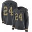 Nike Philadelphia Eagles #24 Darius Slay Jr Anthracite Salute to Service Womens Stitched NFL Limited Therma Long Sleeve Jersey