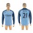 Manchester City #21 Silva Home Long Sleeves Soccer Club Jersey