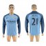 Manchester City #21 Silva Home Long Sleeves Soccer Club Jersey
