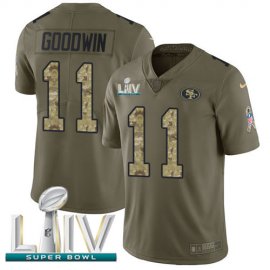 Nike San Francisco 49ers #11 Marquise Goodwin Olive/Camo Super Bowl LIV 2020 Mens Stitched NFL Limited 2017 Salute To Service Jersey