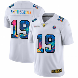 Pittsburgh Steelers #19 JuJu Smith-Schuster Mens White Nike Multi-Color 2020 NFL Crucial Catch Limited NFL Jersey