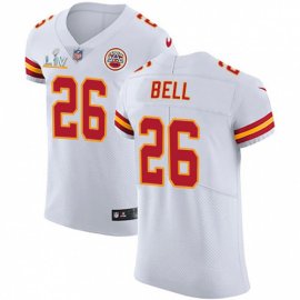 Nike Kansas City Chiefs #26 LeVeon Bell White Mens Super Bowl LV Bound Stitched NFL New Elite Jersey