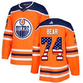 Adidas Edmonton Oilers #74 Ethan Bear Orange Home Authentic USA Flag Stitched Youth NHL Jersey