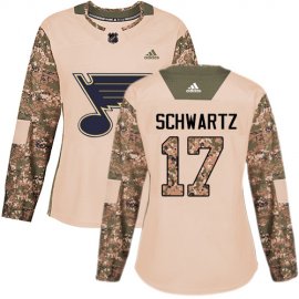 Adidas St. Louis Blues #17 Jaden Schwartz Camo Authentic 2017 Veterans Day Womens Stitched NHL Jersey