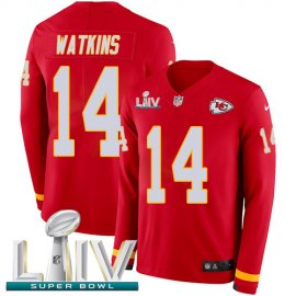 Nike Kansas City Chiefs #14 Sammy Watkins Red Super Bowl LIV 2020 Team Color Mens Stitched NFL Limited Therma Long Sleeve Jersey
