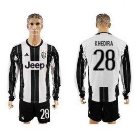 Juventus #28 Khedira Home Long Sleeves Soccer Club Jersey