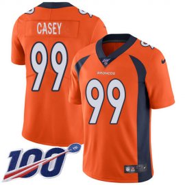 Nike Denver Broncos #99 Jurrell Casey Orange Team Color Mens Stitched NFL 100th Season Vapor Untouchable Limited Jersey