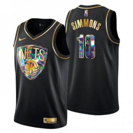 Brooklyn Brooklyn Nets #10 Ben Simmons Mens Golden Edition Diamond Logo 2021/22 Swingman Jersey – Black Mens