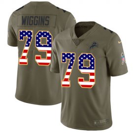 Nike Detroit Lions #79 Kenny Wiggins Olive/USA Flag Mens Stitched NFL Limited 2017 Salute To Service Jersey