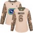 Adidas Vancouver Canucks #6 Brock Boeser Camo Authentic 2017 Veterans Day Womens Stitched NHL Jersey