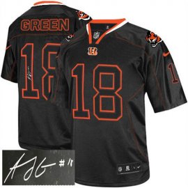Nike Cincinnati Bengals #18 A.J. Green Lights Out Black Mens Stitched NFL Elite Autographed Jersey