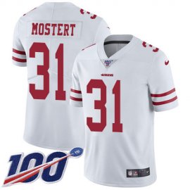Nike San Francisco 49ers #31 Raheem Mostert White Mens Stitched NFL 100th Season Vapor Untouchable Limited Jersey