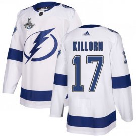 Adidas Tampa Bay Lightning #17 Alex Killorn White Road Authentic 2020 Stanley Cup Champions Stitched NHL Jersey