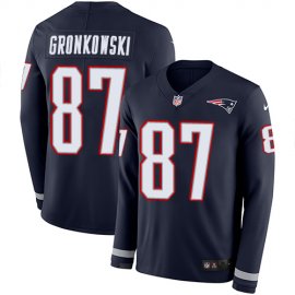 Nike New England Patriots #87 Rob Gronkowski Navy Blue Team Color Mens Stitched NFL Limited Therma Long Sleeve Jersey