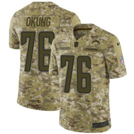 Nike Los Angeles Chargers #76 Russell Okung Camo Mens Stitched NFL Limited 2018 Salute To Service Jersey