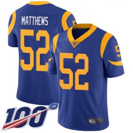 Nike Los Angeles Rams #52 Clay Matthews Royal Blue Alternate Mens Stitched NFL 100th Season Vapor Limited Jersey