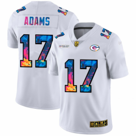 Green Bay Packers #17 Davante Adams Mens White Nike Multi-Color 2020 NFL Crucial Catch Limited NFL Jersey