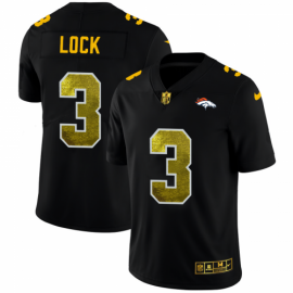 Denver Broncos #3 Drew Lock Mens Black Nike Golden Sequin Vapor Limited NFL Jersey