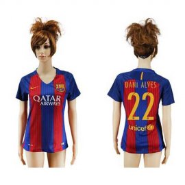 Womens Barcelona #22 Dani Alves Home Soccer Club Jersey