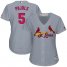 St.Louis Cardinals #5 Albert Pujols Grey Road Womens Stitched MLB Jersey