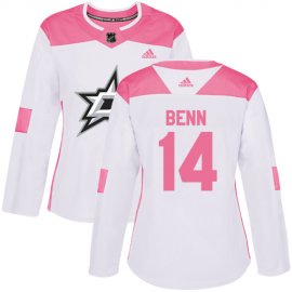 Adidas Dallas Stars #14 Jamie Benn White/Pink Authentic Fashion Womens Stitched NHL Jersey