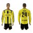 Dortmund #24 Sarr Home Long Sleeves Soccer Club Jersey