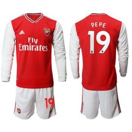 Arsenal #19 Pepe Red Home Long Sleeves Soccer Club Jersey