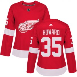 Adidas Detroit Red Wings #35 Jimmy Howard Red Home Authentic Womens Stitched NHL Jersey