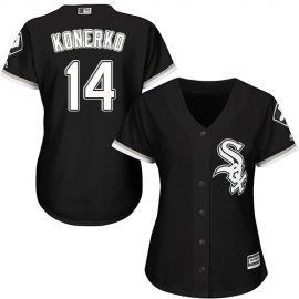 Chicago White Sox #14 Paul Konerko Black Alternate Womens Stitched MLB Jersey