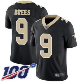 Nike New Orleans Saints #9 Drew Brees Black Team Color Youth Stitched NFL 100th Season Vapor Limited Jersey