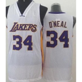 Los Angeles Lakers #34 Shaquille ONeal White Stitched NBA Jersey