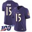 Nike Baltimore Ravens #15 Marquise Brown Purple Team Color Mens Stitched NFL 100th Season Vapor Limited Jersey