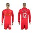 Liverpool #12 Moses Home Long Sleeves Soccer Club Jersey