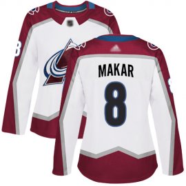 Adidas Colorado Avalanche #8 Cale Makar White Road Authentic Womens Stitched NHL Jersey