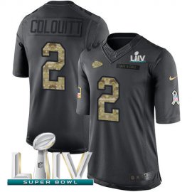 Nike Kansas City Chiefs #2 Dustin Colquitt Black Super Bowl LIV 2020 Mens Stitched NFL Limited 2016 Salute to Service Jersey