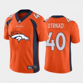 Denver Broncos #40 Justin Strnad Orange Mens Nike Big Team Logo Vapor Limited NFL Jersey