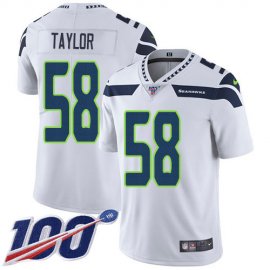 Nike Seattle Seahawks #58 Darrell Taylor White Mens Stitched NFL 100th Season Vapor Untouchable Limited Jersey