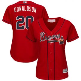 Atlanta Braves #20 Josh Donaldson Red Alternate Womens Stitched MLB Jersey