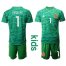 Spain #1 Casillas Green Goalkeeper Kid Soccer Country Jersey