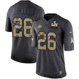 Nike Kansas City Chiefs #26 LeVeon Bell Black Mens Super Bowl LV Bound Stitched NFL Limited 2016 Salute to Service Jersey