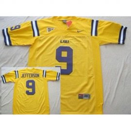 LSU Tigers 9 Jordan Jefferson Yellow College Football Jersey